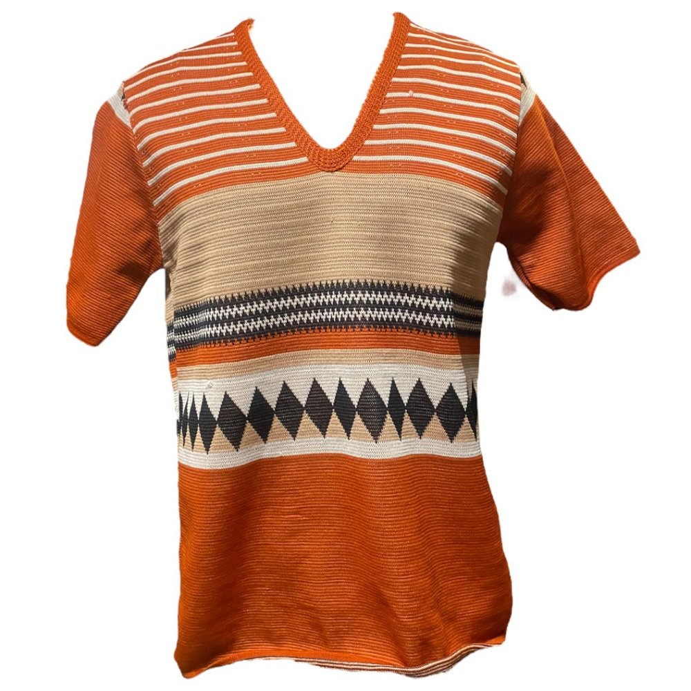 vintage 70s knit geometric knit top